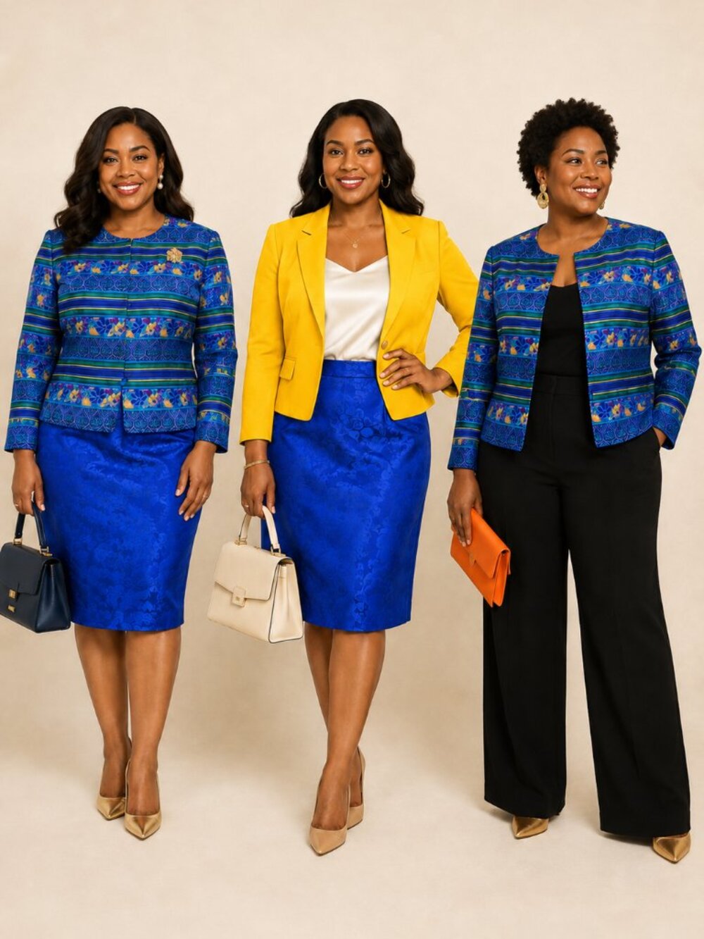 Adrianna Papell Blue/Multicolored 100% Silk Skirt Set-Size 16-90's